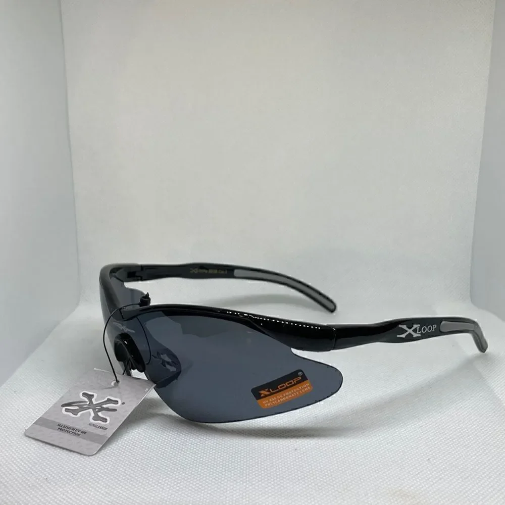 X-Loop Mens Semi-Rimless Mens Dark Lens Sunglasses